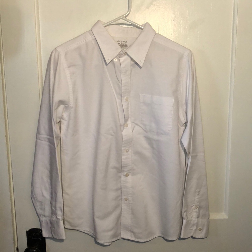 Solid white button down